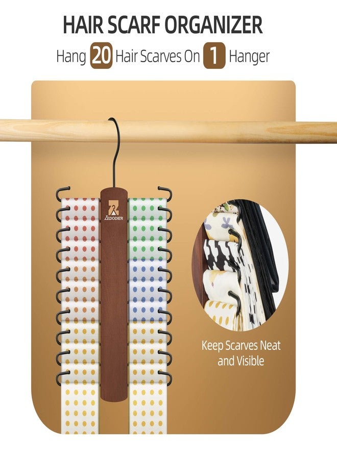ZEDODIER Wooden Tie Rack, Tie Hanger for Men Closet, 20 Storage Capacity, Non-Slip Rotatable Tie Organizer, Hanging Space Saving Holder, Vintage - Image 4